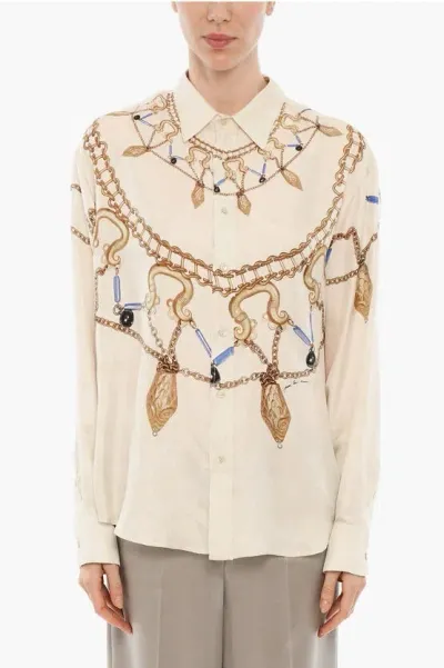 Pierre-louis Mascia Patterned Silk Shirt In Neutral