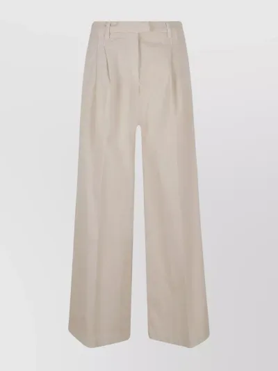 Pinko High-waisted Cotton Trousers In Mollusc Pink