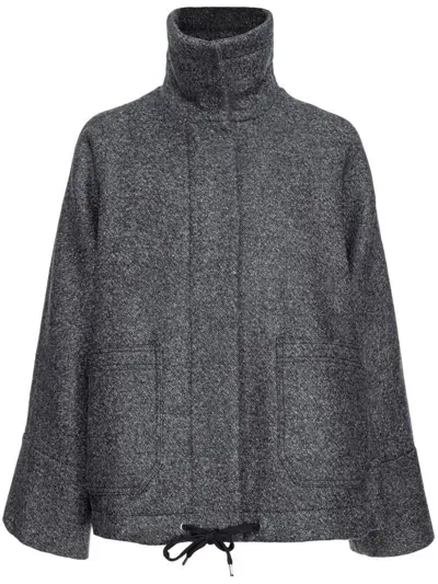 Pinko High-neck Wool-blend Jacket In Grey