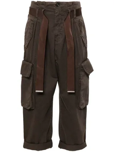 Pinko Ronfare Cargo Pants In Marron - Café