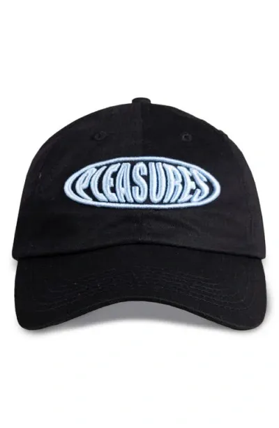 Pleasures Bubble Logo Cotton Twill Polo Cap In Black