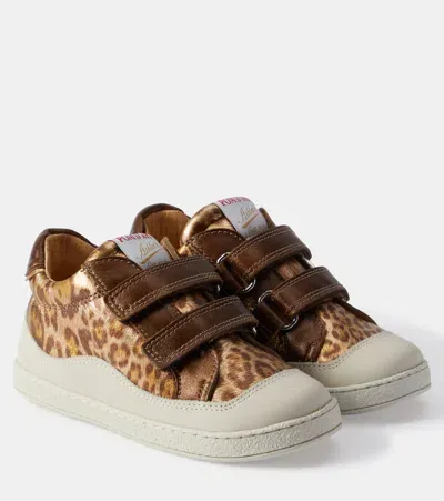 Pom D'api Kids' Mousse Easy Waves Leather Sneakers In Brown