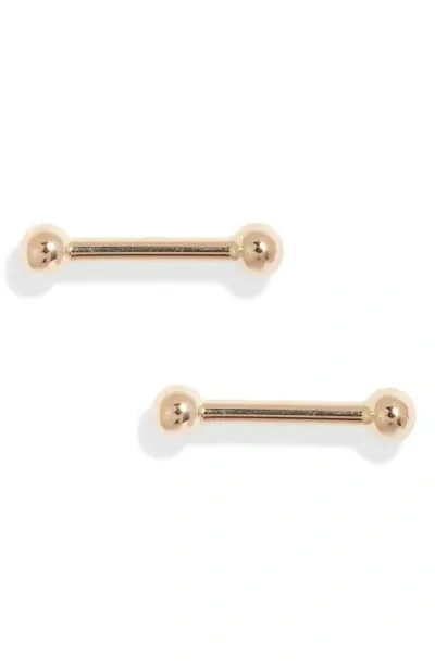 Poppy Finch Baby Dumbbell Stud Earrings In 14k Yellow Gold