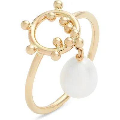 Poppy Finch Bubble Cultured Pearl Ring In Pearl/14k Yellow Gold