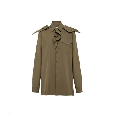 Prada Cotton Military Shirt Women In Green