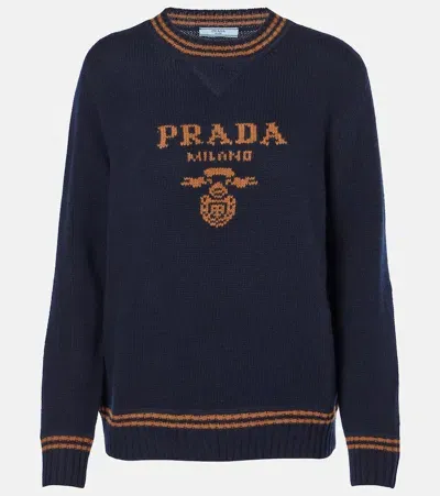 Prada Logo Wool And Cashmere Sweater In Multicoloured