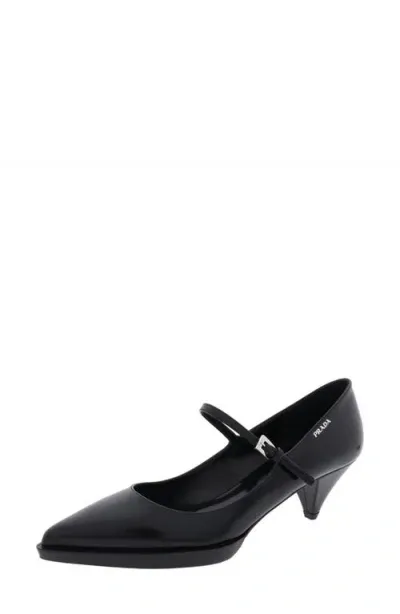 Prada Runway Pointed Toe Mary Jane In Black