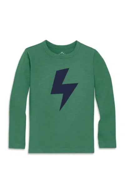 Primary Long Sleeve Bolt Tee In Chive Navy Bolt