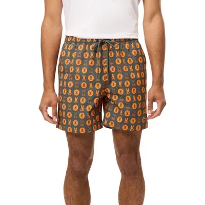 Psycho Bunny Arnold Print Swim Trunks In Urban Chic