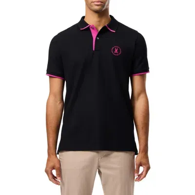 Psycho Bunny London Tipped Pima Cotton Piqué Polo In Black