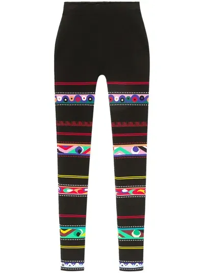 Pucci Abstract-print Stirrup Leggings In Black