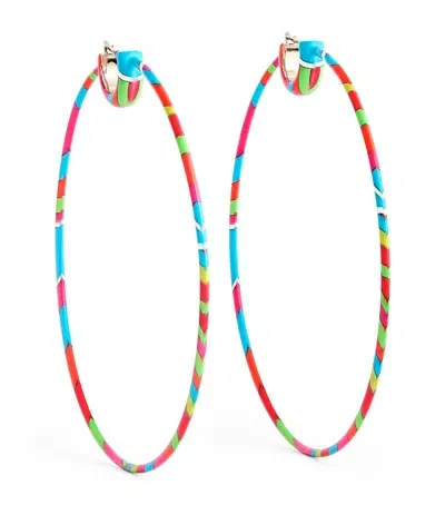 Pucci Large Iride Print Hoop Earrings In Red