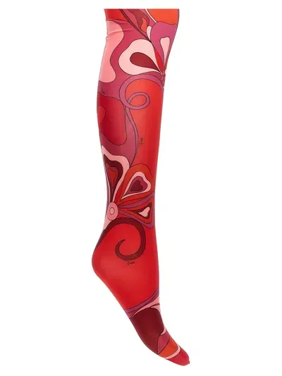 Pucci Patterned Printed Tights In Fuchsia