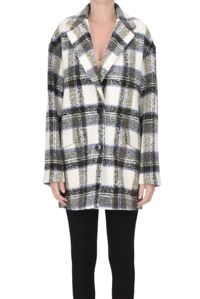 Purotatto Checked Print Coat In Multicoloured