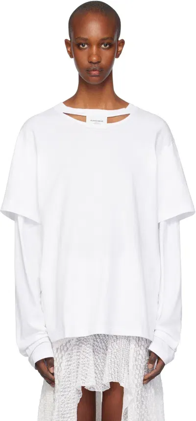 Pushbutton White Sleeve Layered Jersey T-shirt