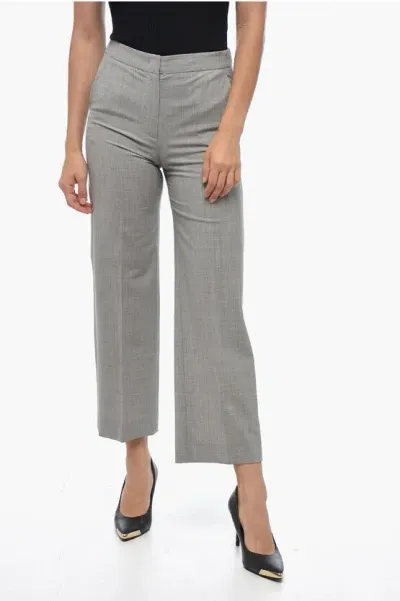 Ql2 Virgin Wool Blend Sabina Chinos Pants With Elastic Waistband In Gray