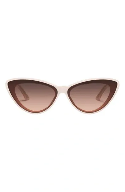 Quay Australia Tempted 46mm Cat Eye Sunglasses In Champagne/brown Fawn