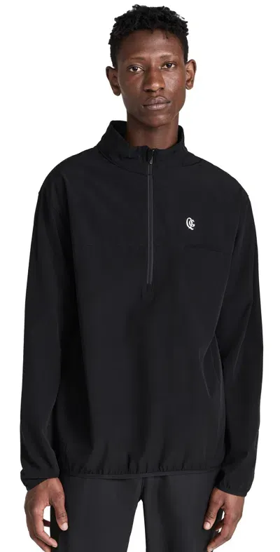 Quiet Golf Monogram Shell Quarter Zip Sweatshirt Black