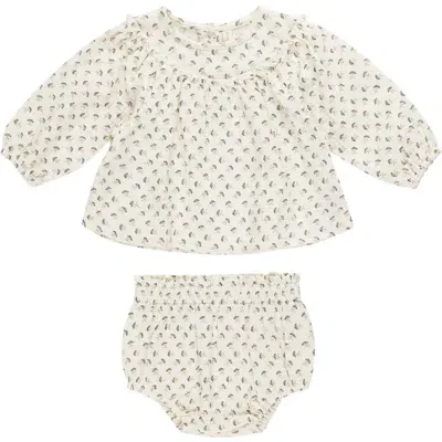 Quincy Mae Babies'  Mia Ruffle Organic Cotton Top & Bloomers In French-flora