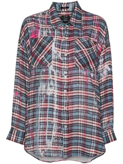 R13 Plaid Shirt In Blue