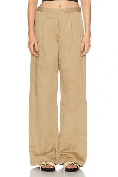 R13 Wide Leg Trouser In Khaki