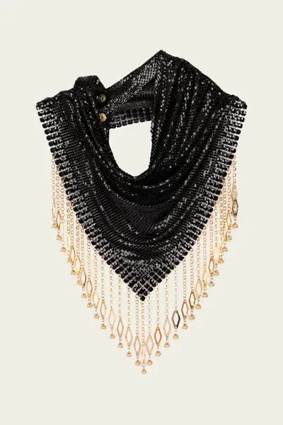 Rabanne Metal Mesh Necklace In Black Gold