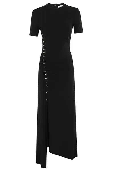 Rabanne Pleated Jersey Maxi Dress In Black