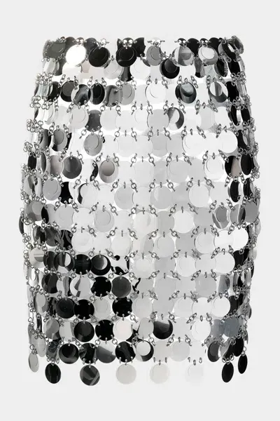 Rabanne Sequin-embellished Mini Skirt In Silver In White