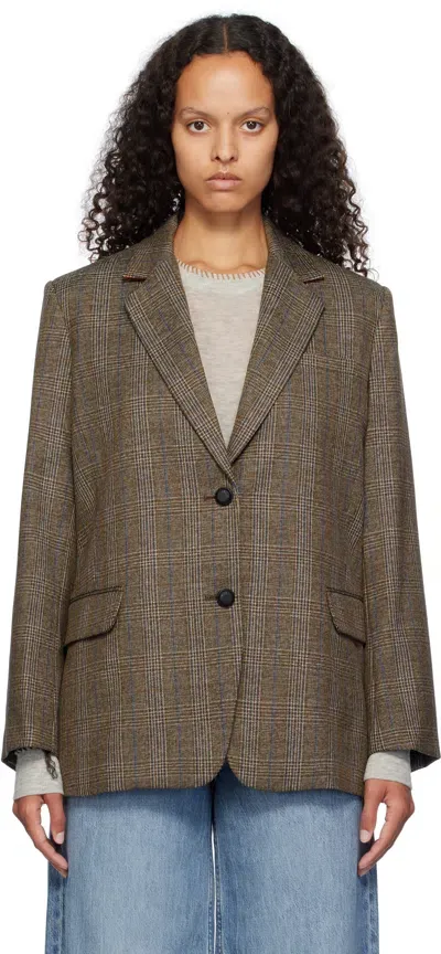 Rag & Bone Brown Lainey Plaid Blazer In Brownplaid