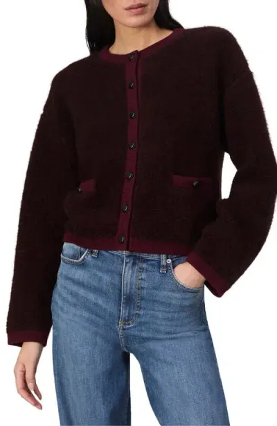 Rag & Bone Kaia Boucle Cardigan In Burgundy