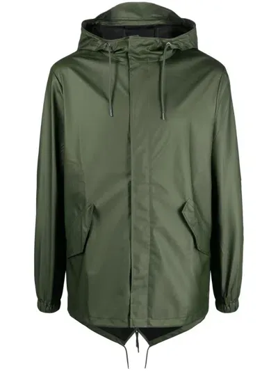 Rains Hooded Water-resistant Jacket In Green