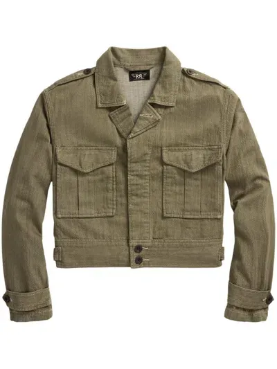 Ralph Lauren Rrl Notched-collar Denim Jacket In Green