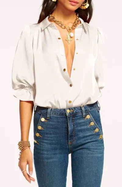 Ramy Brook Dina Button Down Bodysuit In Ivory