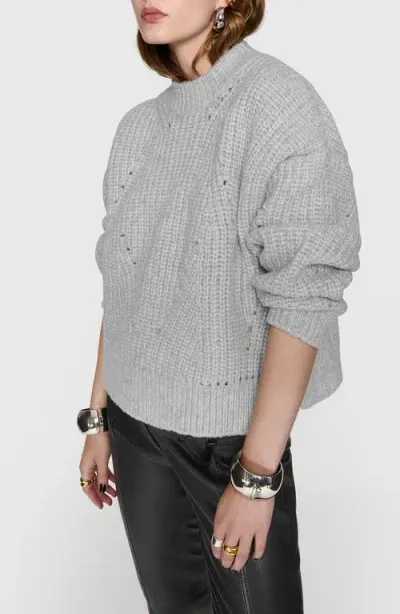 Rebecca Minkoff Brooks Oversize Split Hem Sweater In Stone