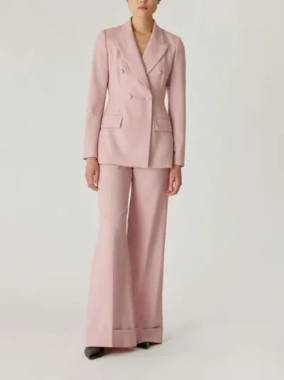 Rebecca Taylor Calvary Twill Double Breasted Blazer In Calamine Pink