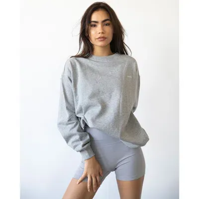 Rebody Active Rebody Lifestyle Sweatshirt In Heather Grey/white