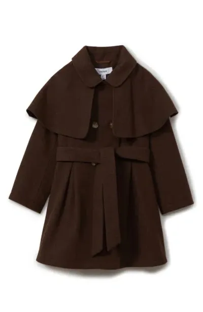 Reiss Kids' Karlie Jr. & Sr. Double Breasted Belted Coat In Chocolate