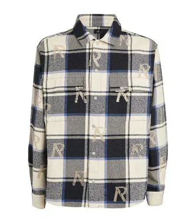 Represent Cotton Check Overcoat In Blue