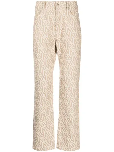 Represent Initial Jacquard Straight-leg Jeans In Brown