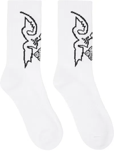 Rhude White Western Socks In White/black