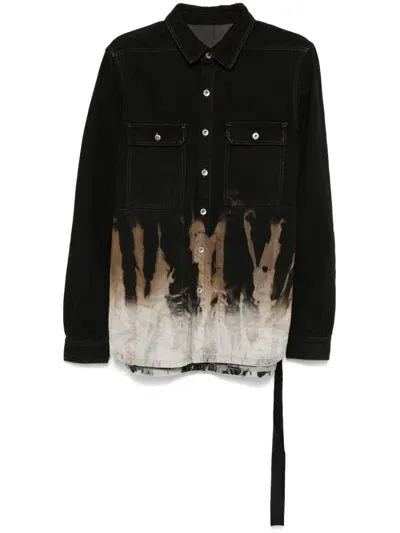 Rick Owens Drkshdw Denim Overshirt In Black/terra