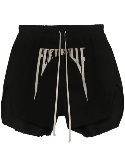 Rick Owens Embroidered Shorts In Black