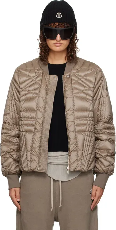 Rick Owens Moncler +  Gray Megapenta Flight Bomber Jacket In 25u Dust