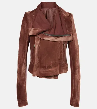 Rick Owens Velvet Jacket In Brown