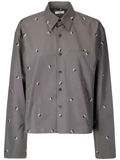 Rier Pop Flowers Shirt In Grey