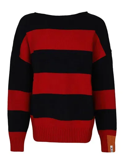 Right Fort Wool Striped Crewneck Jumper In Rojo