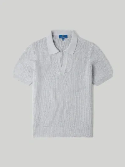 Robert Talbott Knight Short Sleeve Johnny Collar Sweater In Lt. Gray