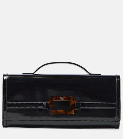 Roger Vivier Belle Vivier Leather Clutch In Black