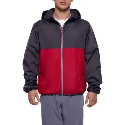 Rokka&rolla Packable Mesh Lined Windbreaker In Gray Red