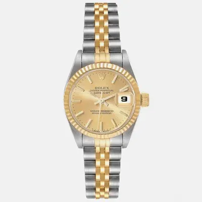 Pre-owned Rolex Datejust Champagne Dial Steel Yellow Gold Ladies Watch 26 Mm